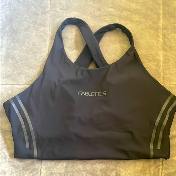 Fabletics Black Racerback Sports Bra with Moisture-Wicking Fabric - Picture 1 of 6